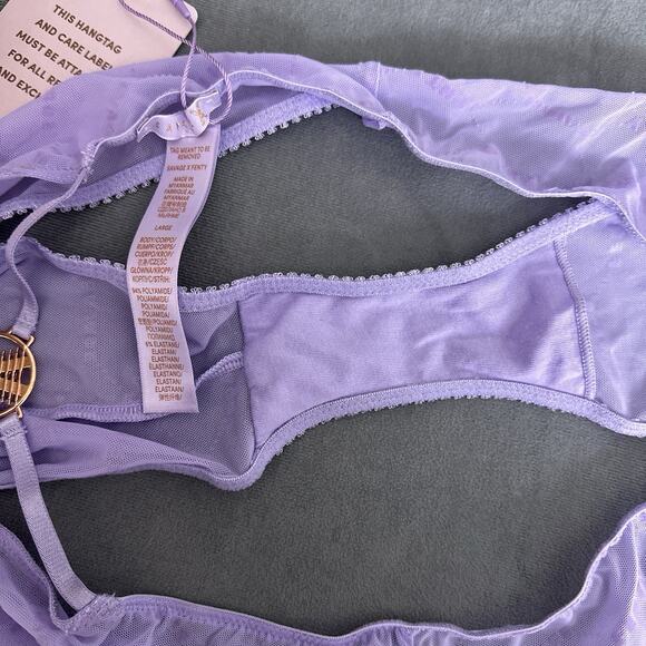 Savage X Fenty Panties Brazilian Cheeky Size Large Sheer Purple New Strappy - Picture 5 of 6
